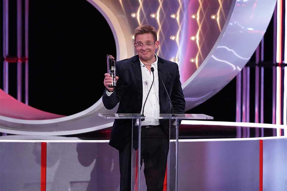 Mike Plant collecting a British Soap Award